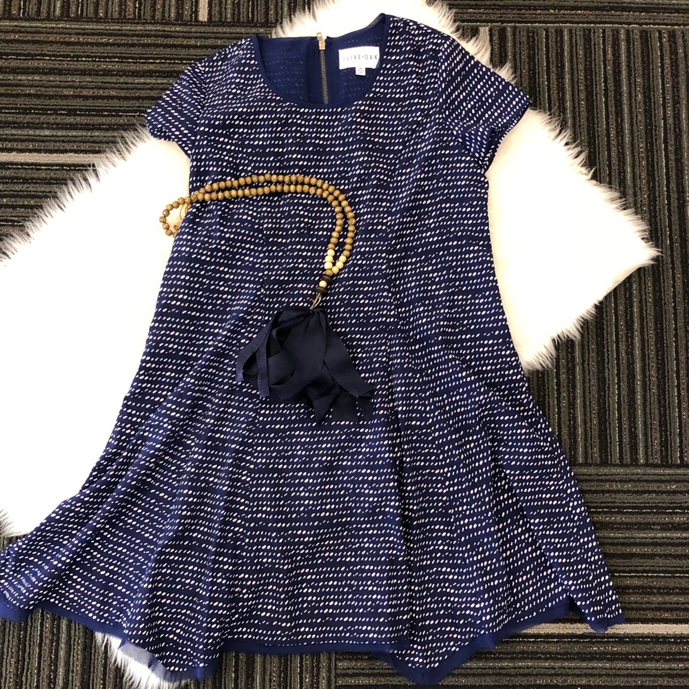 Olive & Oak  Train Times Navy blue swing dress